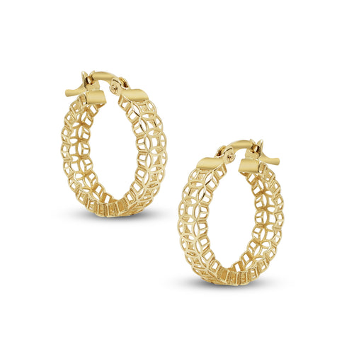 MONEY CATCHER LADIES HOOP EARRINGS IN (ITALIAN)  18K YELLOW GOLD