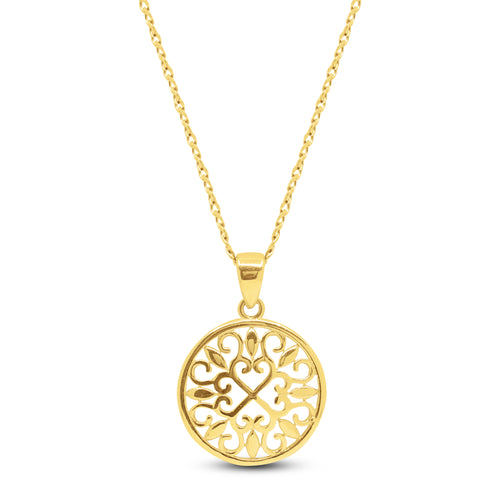 FLORAL BRANCHES PENDANT WITH CHAIN IN 18K YELLOW GOLD