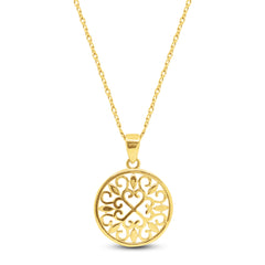 FLORAL BRANCHES PENDANT WITH CHAIN IN 18K YELLOW GOLD