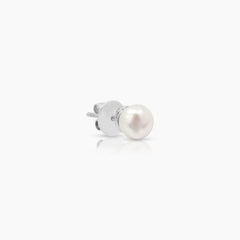 5 3/4" FRESH WATER PEARL WITH DIAMOND LADIES RING AND STUD EARRINGS SET WITH 22=0.36 / 5.7 CARAT DIAMONDS IN 14K WHITE GOLD