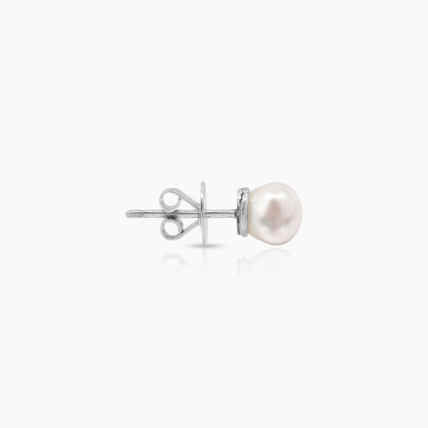 5 3/4" FRESH WATER PEARL WITH DIAMOND LADIES RING AND STUD EARRINGS SET WITH 22=0.36 / 5.7 CARAT DIAMONDS IN 14K WHITE GOLD