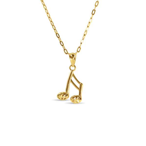 MUSICAL NOTE PENDANT WITH CHAIN IN 18K YELLOW GOLD