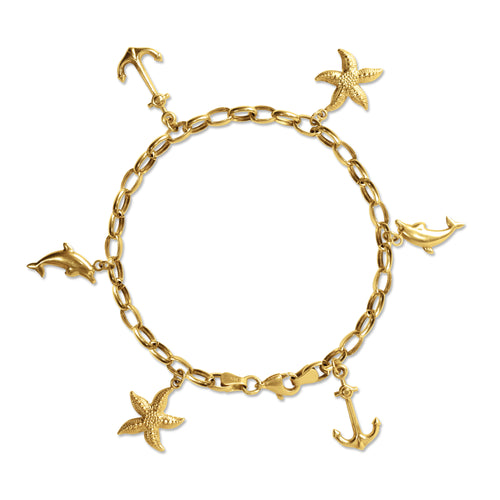 OCEAN CHARMS BRACELET IN 18K YELLOW GOLD