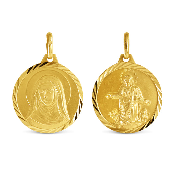 OUR LADY OF ASSUMPTION & ST. MARIE EUGENIE 18MM IN 14K YELLOW GOLD
