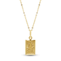 RECTANGULAR LUCK CHARM LADIES NECKLACE PENDANT IN 18K YELLOW GOLD