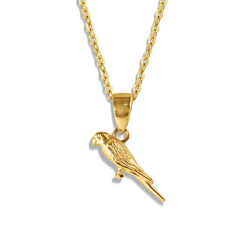 PARROT PENDANT WITH CHAIN IN 18K YELLOW GOLD