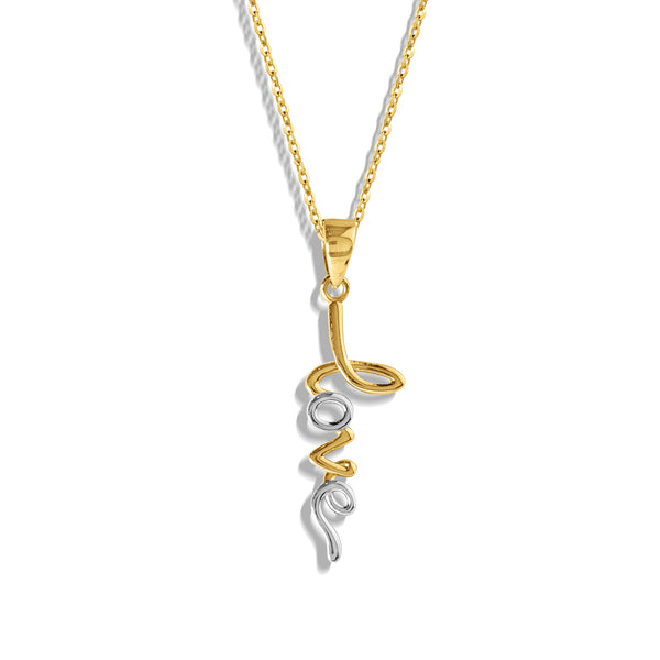 TWO-TONE LOVE PENDANT WITH CHAIN IN 18K GOLD