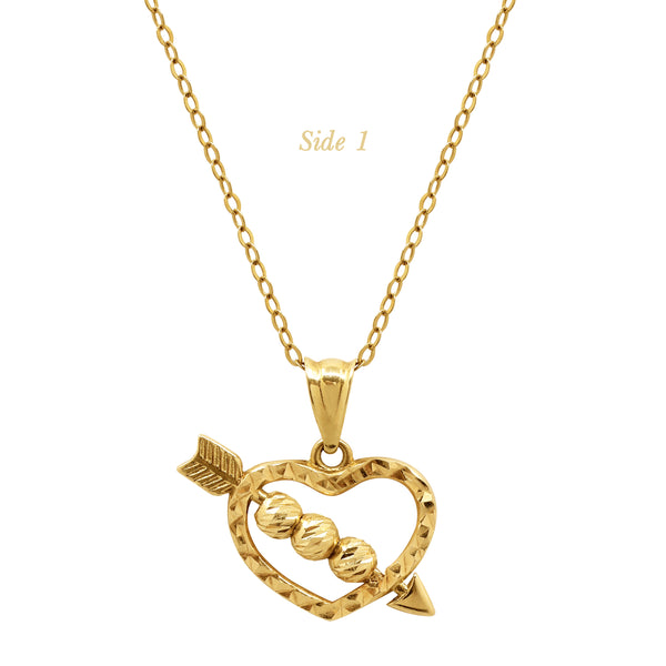 CUPID HEART WITH ARROW LADIES NECKLACE WITH PENDANT IN (SAUDI) 18K YELLOW GOLD