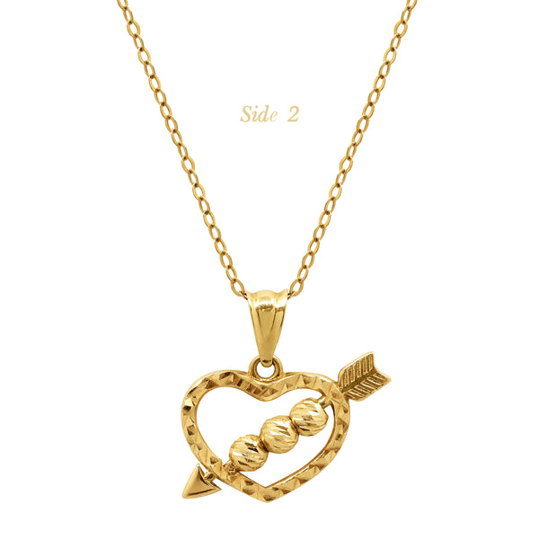 CUPID HEART WITH ARROW LADIES NECKLACE WITH PENDANT IN (SAUDI) 18K YELLOW GOLD