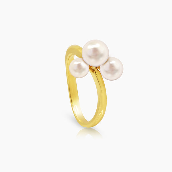 5 1/2" MULTI-COLOR FRESH WATER PEARL LADIES RING WITH 5.5 MM / 2.2/ 3.0 IN 14K YELLOW GOLD