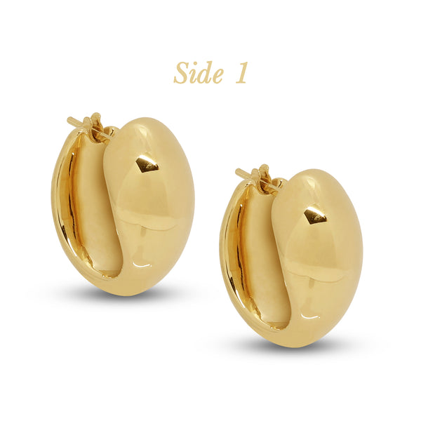 OVAL HUGGIE LADIES HOOP EARRINGS IN (ITALIAN) 18K YELLOW GOLD