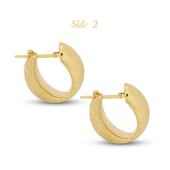 OVAL HUGGIE LADIES HOOP EARRINGS IN (ITALIAN) 18K YELLOW GOLD