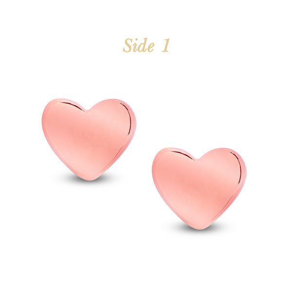 FLAT HEART LADIES STUD EARRINGS IN (ITALIAN) 18K ROSE GOLD