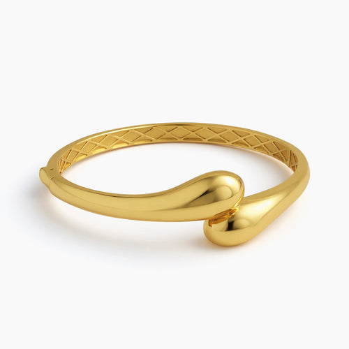 TEAR DROP CUFF LADIES BANGLE IN (SAUDI) 18K YELLOW GOLD