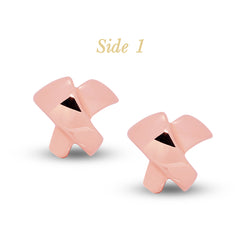 EMBOSSED X-SHAPED LADIES EARRINGS IN (ITALIAN) 18K ROSE GOLD