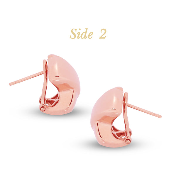 EMBOSSED X-SHAPED LADIES EARRINGS IN (ITALIAN) 18K ROSE GOLD