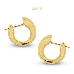 T-SHAPED LADIES HOOP EARRINGS IN (ITALIAN) 18K YELLOW GOLD