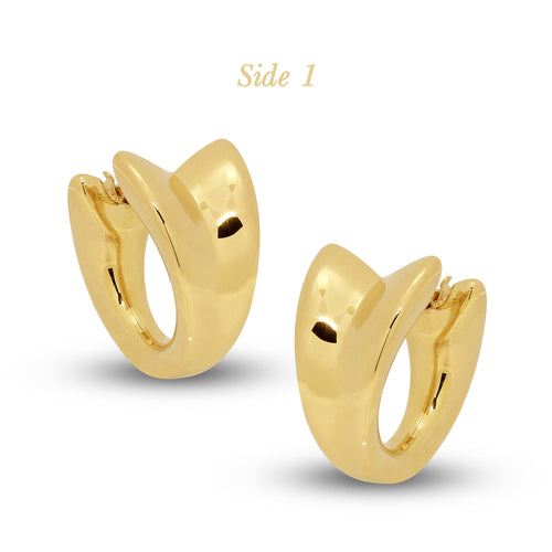 T-SHAPED LADIES HOOP EARRINGS IN (ITALIAN) 18K YELLOW GOLD