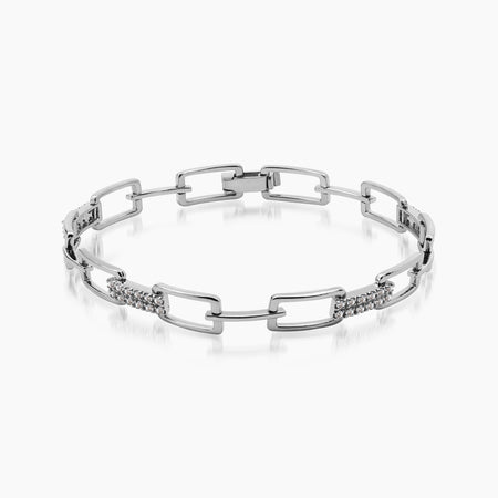 DIAMOND CHAIN LINK LADIES BANGLE WITH 48=0.80 / 11.97 / 12.2 CARAT DIAMONDS IN (SAUDI) 18K WHITE GOLD