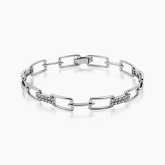 DIAMOND CHAIN LINK LADIES BANGLE WITH 48=0.80 / 11.97 / 12.2 CARAT DIAMONDS IN (SAUDI) 18K WHITE GOLD
