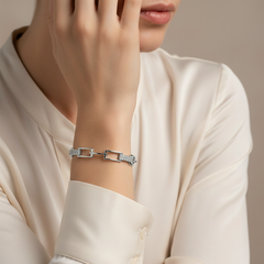 DIAMOND CHAIN LINK LADIES BANGLE WITH 48=0.80 / 11.97 / 12.2 CARAT DIAMONDS IN (SAUDI) 18K WHITE GOLD