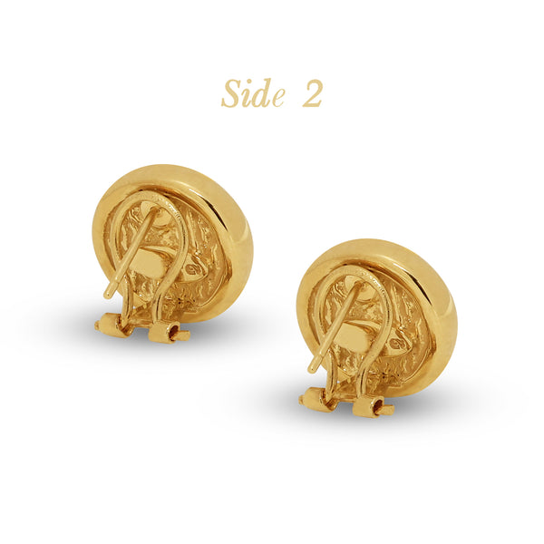 EMBOSSED ROUND LADIES EARRINGS IN (ITALIAN) 18K YELLOW GOLD