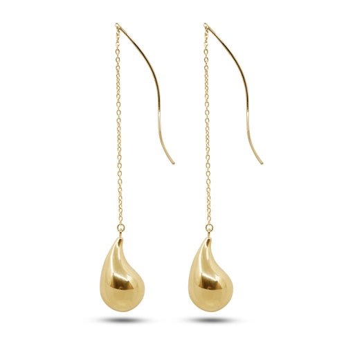 17 MM - TEAR DROP LADIES DANGLING EARRINGS IN (SAUDI) 18K YELLOW GOLD