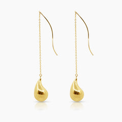 17 MM - TEAR DROP LADIES DANGLING EARRINGS IN (SAUDI) 18K YELLOW GOLD