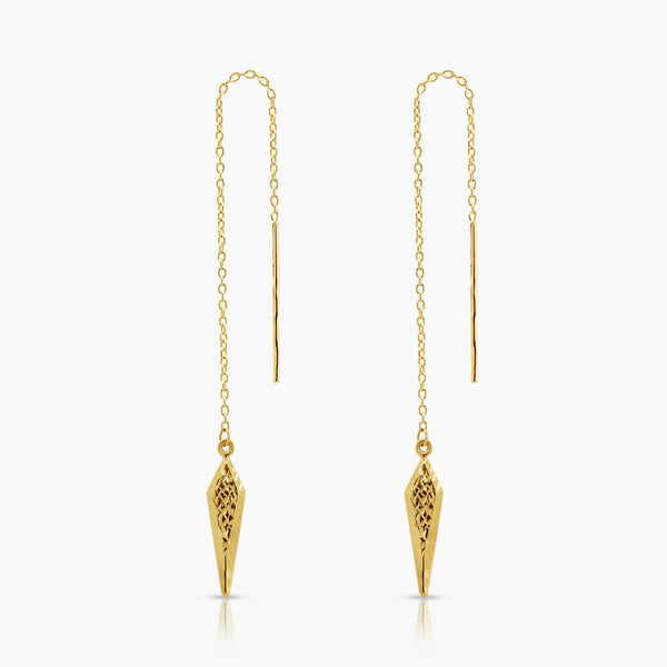 17 MM - HANZO DAGGER LADIES DANGLING EARRINGS IN (SAUDI) 18K YELLOW GOLD