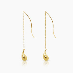 12 MM - TEAR DROP LADIES DANGLING EARRINGS IN (SAUDI) 18K YELLOW GOLD