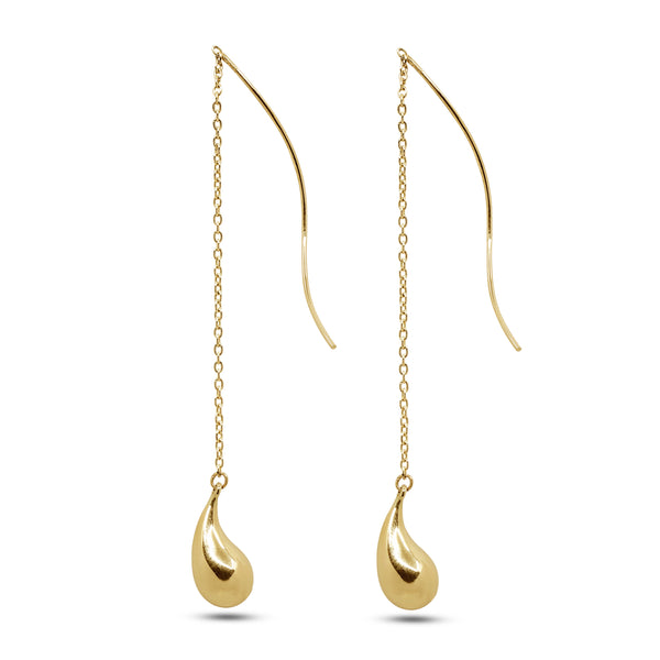 12 MM - TEAR DROP LADIES DANGLING EARRINGS IN (SAUDI) 18K YELLOW GOLD