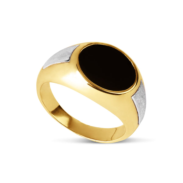 MEN'S RING WITH BLACK ONYX TWO-TONE IN 18K GOLD
