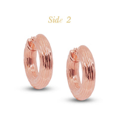 TEXTURED CREOLLA LADIES HOOP EARRINGS IN (ITALIAN) 18K ROSE GOLD