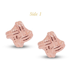 TEXTURED BRAIDED LADIES STUD EARRINGS IN (ITALIAN) 18K ROSE GOLD