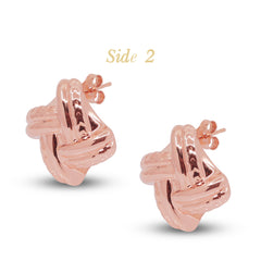 TEXTURED BRAIDED LADIES STUD EARRINGS IN (ITALIAN) 18K ROSE GOLD