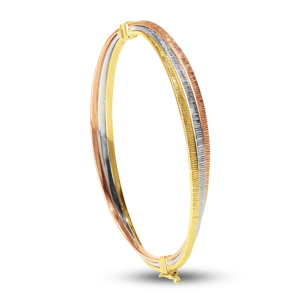 TEXTURED TWISTED BANGLE IN 18K TRI-COLOR GOLD