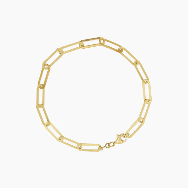 PAPER CLIP LINKED CHAIN LADIES BRACELET IN (SAUDI) 18K YELLOW GOLD