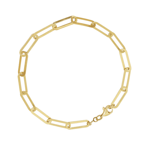 PAPER CLIP LINKED CHAIN LADIES BRACELET IN (SAUDI) 18K YELLOW GOLD