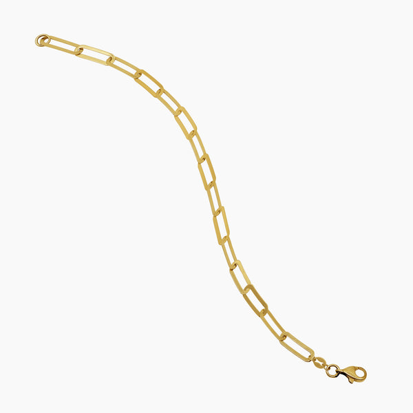 PAPER CLIP LINKED CHAIN LADIES BRACELET IN (SAUDI) 18K YELLOW GOLD