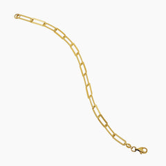 PAPER CLIP LINKED CHAIN LADIES BRACELET IN (SAUDI) 18K YELLOW GOLD