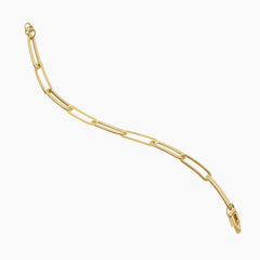 TEXTURED PAPER CLIP LINKED CHAIN LADIES BRACELET IN (SAUDI) 18K YELLOW GOLD