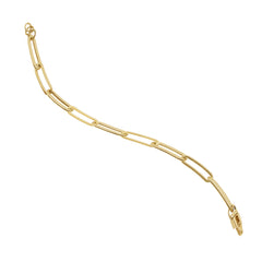 TEXTURED PAPER CLIP LINKED CHAIN LADIES BRACELET IN (SAUDI) 18K YELLOW GOLD