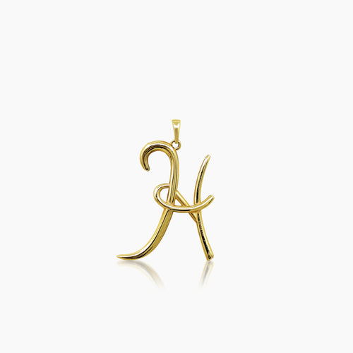 LETTER "H" INITIAL PENDANT (± 26 mm X ± 21 mm) IN (SAUDI) 18K YELLOW GOLD
