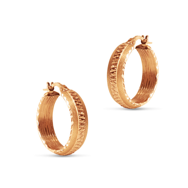 CREOLLA EARRINGS WITH DIAMOND CUT IN 18K ROSE GOLD