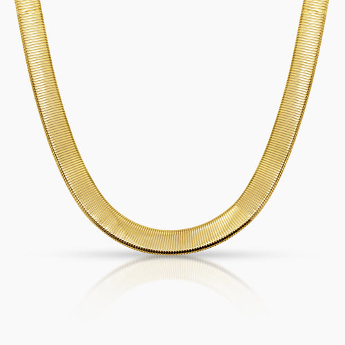 OMEGA CHAIN LADIES CHOKER IN (ITALIAN) 18K YELLOW GOLD
