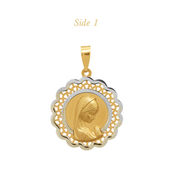 TWO-TONE MADONNA PRAYING MEDAL (17 MM) IN (SPANISH) 18K YELLOW / WHITE GOLD