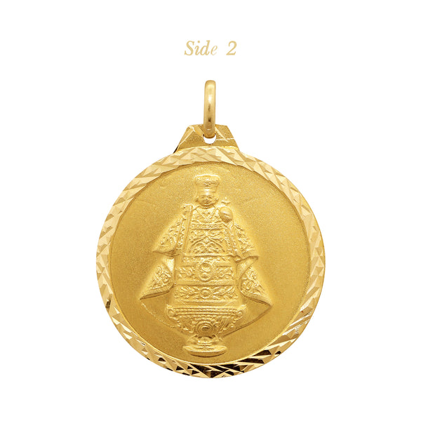 SACRED HEART & STO. NIÑO MEDAL (27 MM) IN (SPANISH) 18K YELLOW GOLD