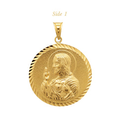 SACRED HEART & PERPETUAL MEDAL (25 MM) IN (SPANISH) 18K YELLOW GOLD