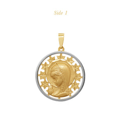 TWO-TONE MADONNA PRAYING MEDAL (19 MM) IN (SPANISH) 18K YELLOW / WHITE GOLD