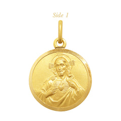 SACRED HEART & MOUNT CARMEL MEDAL (18 MM) IN (SPANISH) 18K YELLOW GOLD